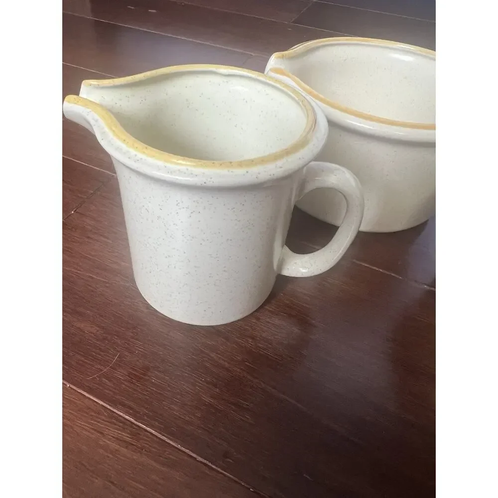 VTG Hearthside Garden Festival Stoneware Creamer Gravy Boat Lidded Sugar Bowl